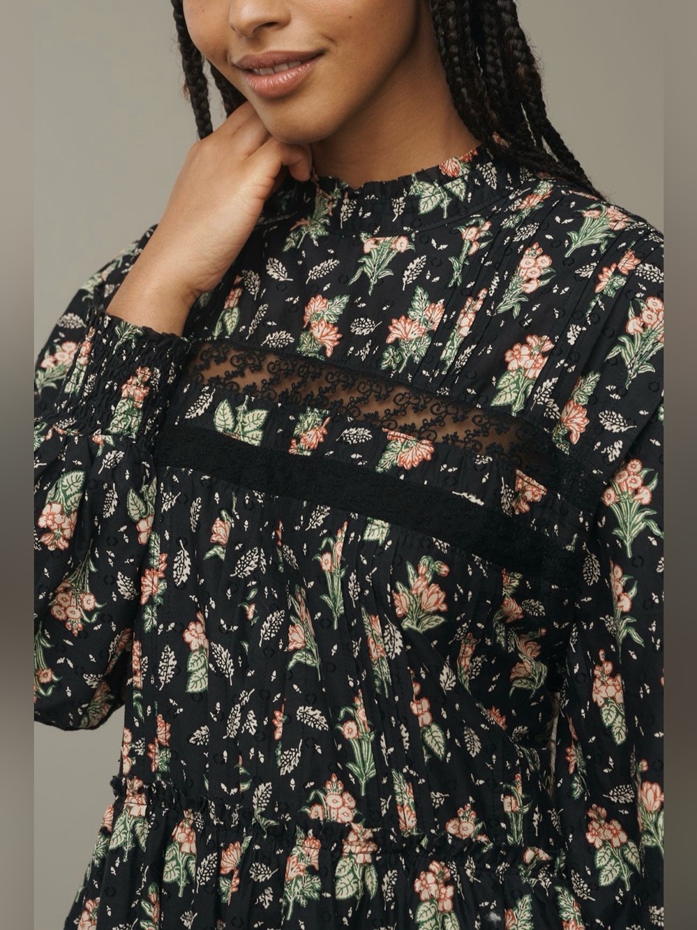 NWT Pilcro Long-Sleeve Mock-Neck Swing Mini Dress size Large - Picture 2 of 14
